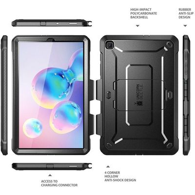 Supcase Unicorn Beetle Pro Hoes geschikt voor Samsung Galaxy Tab S6 Lite - Met ingebouwde screenprotector - Zwart