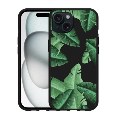 Cazy Hoesje Zwart geschikt voor iphone 15 Palm Leaves