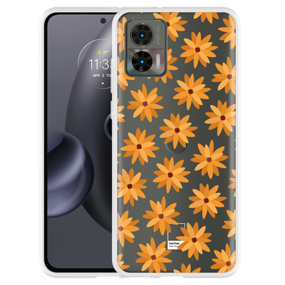 Cazy Hoesje geschikt voor Motorola Edge 30 Neo - Oranje Bloemen