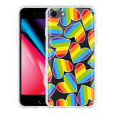 Hoesje geschikt voor iPhone 8 - Regenboog Hartjes
