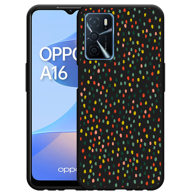 Cazy Hoesje Zwart geschikt voor Oppo A16/A16s - Happy Dots