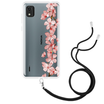 Cazy Hoesje met Koord geschikt voor Nokia C2 2nd Edition - Flower Branch