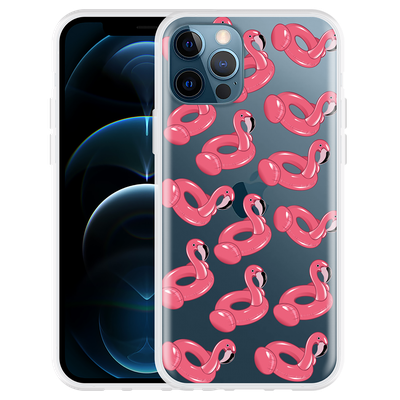 Cazy Hoesje geschikt voor iPhone 12 Pro - Inflatable Flamingos