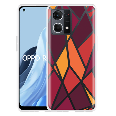 Cazy Hoesje geschikt voor Oppo Reno 7 - Colorful Triangles