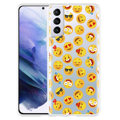 Cazy Hoesje geschikt voor Samsung Galaxy S21 Plus - Emoji