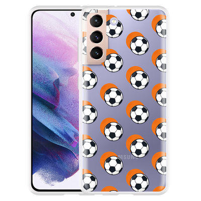 Cazy Hoesje geschikt voor Samsung Galaxy S21 - Soccer Ball Orange