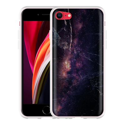 Cazy Hoesje geschikt voor iPhone SE 2020 - Black Space Marble