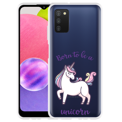 Cazy Hoesje geschikt voor Samsung Galaxy A03s - Born to be a Unicorn