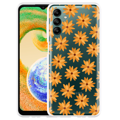 Cazy Hoesje geschikt voor Samsung Galaxy A04s - Oranje Bloemen