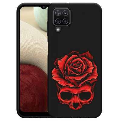 Cazy Hoesje Zwart geschikt voor Samsung Galaxy A12 - Red Skull