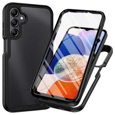 Cazy 360 Defense hoesje geschikt voor Samsung Galaxy A15 / A15 5G - met ingebouwde screenprotector - Zwart