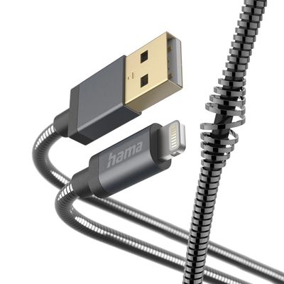 Hama Prime Line Metal USB-A naar Lightning kabel - MFI gecertificeerd - 150cm - Antraciet