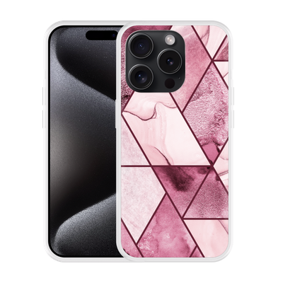 Cazy Hoesje geschikt voor iPhone 15 Pro Roze Marmer Mix