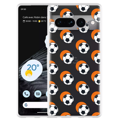 Cazy Hoesje geschikt voor Google Pixel 7 Pro - Soccer Ball Orange