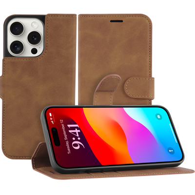 Cazy Premium Wallet Hoesje geschikt voor iPhone 15 Pro Max - Bruin