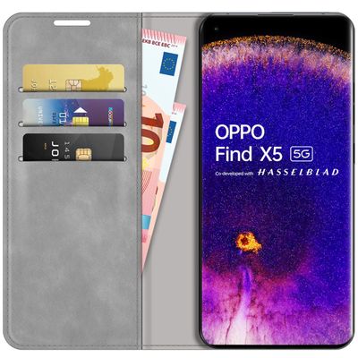 Cazy Wallet Magnetic Hoesje geschikt voor Oppo Find X5 - Grijs