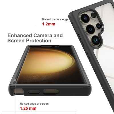 Cazy 360 Defense hoesje geschikt voor Samsung Galaxy S24 Ultra - met ingebouwde screenprotector - Zwart