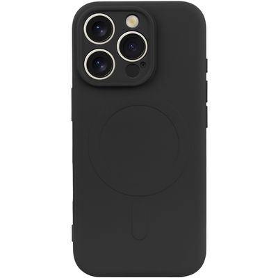 Cazy Soft Color TPU Hoesje geschikt voor iPhone 16 Pro - met Magnetische Ring - geschikt voor Magsafe - Zwart