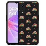 Hoesje Zwart geschikt voor Oppo A78 5G Regenboog Patroon