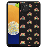 Hoesje Zwart geschikt voor Samsung Galaxy A03 - Regenboog Patroon