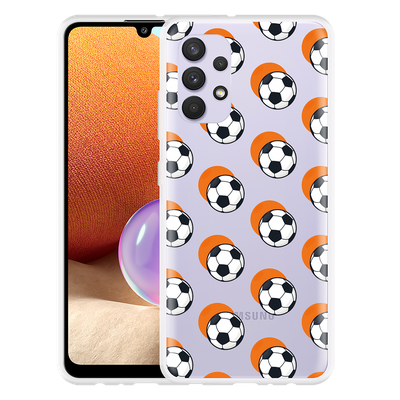 Cazy Hoesje geschikt voor Samsung Galaxy A32 4G - Soccer Ball Orange