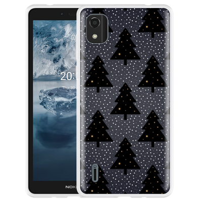 Cazy Hoesje geschikt voor Nokia C2 2nd Edition - Snowy Christmas Tree