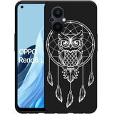 Cazy Hoesje Zwart geschikt voor Oppo Reno8 Lite - Dream Owl Mandala