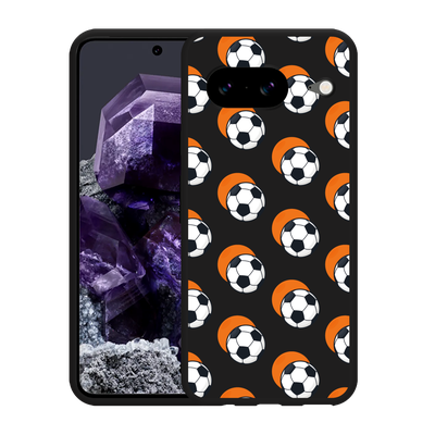 Cazy Hoesje Zwart geschikt voor Google Pixel 8 Soccer Ball Orange