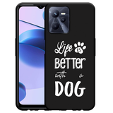 Cazy Hoesje Zwart geschikt voor Realme C35 - Life Is Better With a Dog Wit