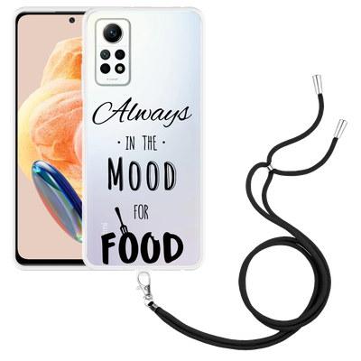 Cazy Hoesje met koord geschikt voor Xiaomi Redmi Note 12 Pro 4G Mood for Food Black