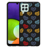 Hoesje Zwart geschikt voor Samsung Galaxy A22 4G - Doodle hearts