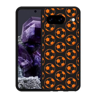 Cazy Hoesje Zwart geschikt voor Google Pixel 8 Orange Soccer Balls