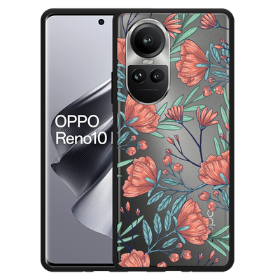 Cazy Hoesje Zwart geschikt voor Oppo Reno10 Pro 5G Poppy Roses