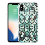 Hoesje geschikt voor iPhone Xs - Groen Hexagon Marmer