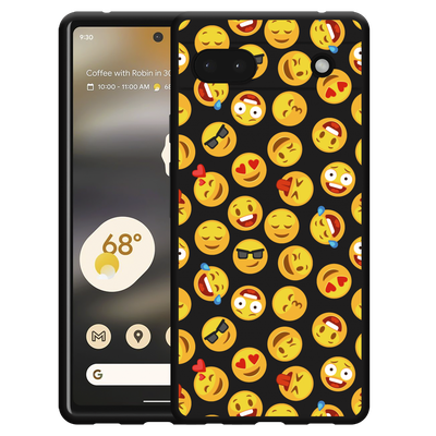 Cazy Hoesje Zwart geschikt voor Google Pixel 6a - Emoji