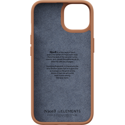 Njord Collections Hoesje geschikt voor iPhone 14 Plus - Genuine Leather - 2m Valbescherming - Cognac