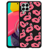 Hoesje Zwart geschikt voor Samsung Galaxy M53 - Inflatable Flamingos