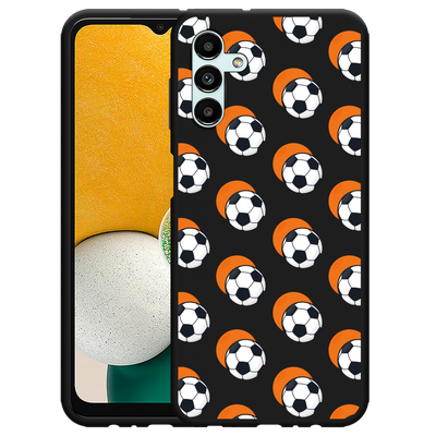 Cazy Hoesje Zwart geschikt voor Samsung Galaxy A13 5G - Soccer Ball Orange