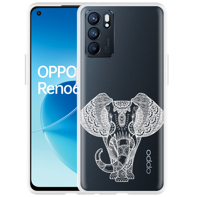 Cazy Hoesje geschikt voor Oppo Reno6 5G - Mandala Elephant