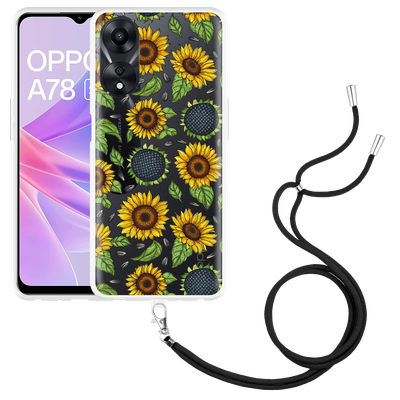 Cazy Hoesje met koord geschikt voor Oppo A78 5G Sunflowers