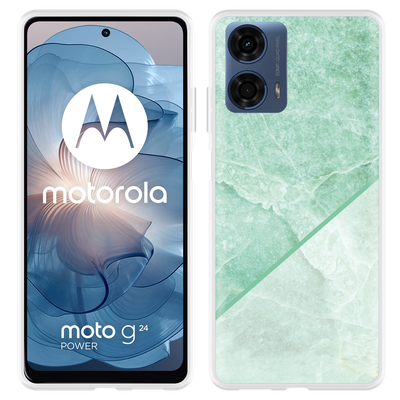 Cazy Hoesje geschikt voor Motorola Moto G04/G04s/G24/G24 Power Green Marble