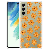 Hoesje geschikt voor Samsung Galaxy S21 FE - Oranje Bloemen