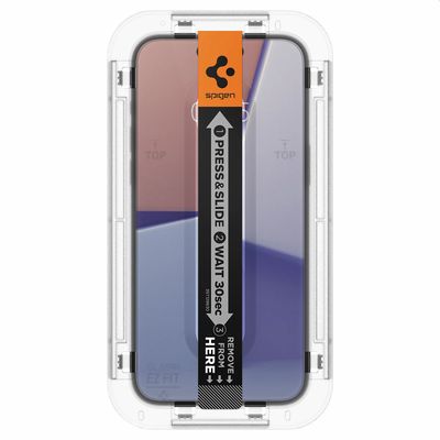 Screen Protector geschikt voor iPhone 15 Spigen Glass Montage Frame EZ FIT 2 Pack