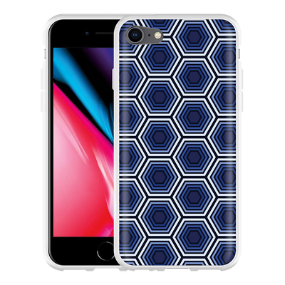 Cazy Hoesje geschikt voor iPhone 8 - Blauwe Hexagons