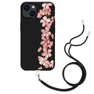 Cazy Hoesje met Koord Zwart geschikt voor iPhone 13 - Flower Branch