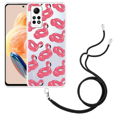 Cazy Hoesje met koord geschikt voor Xiaomi Redmi Note 12 Pro 4G Inflatable Flamingos