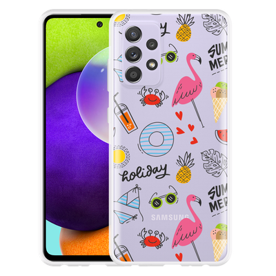 Cazy Hoesje geschikt voor Samsung Galaxy A52 5G - Summer Flamingo
