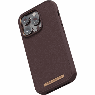 Njord Collections Hoesje geschikt voor iPhone 14 Pro - Genuine Leather - 2m Valbescherming - Bruin