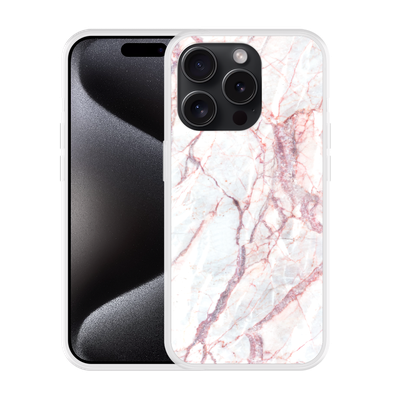 Cazy Hoesje geschikt voor iPhone 15 Pro Max White Pink Marble