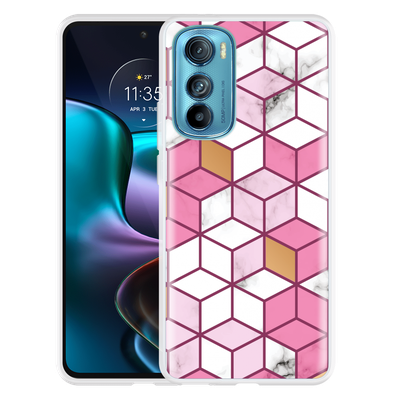 Cazy Hoesje geschikt voor Motorola Edge 30 - Pink White Marble